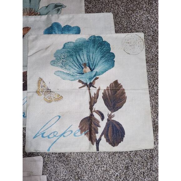 Pillow Cover Floral Square Cushion Case 18" x 18" Hope Love Faith Peace x6 - Picture 5 of 8